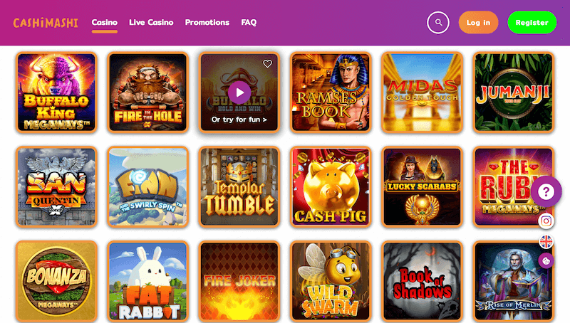 CashiMashi offers a variety of online casino games, including slots that are perfect for Canadian players.