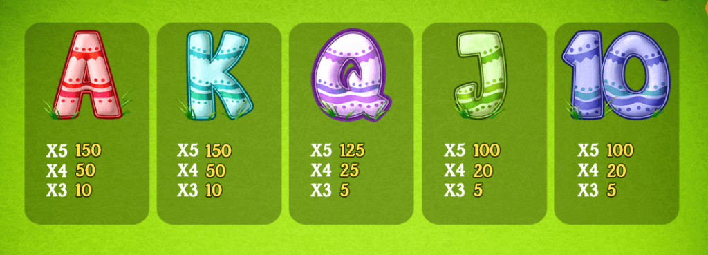 Easter Eggs online slot by Play’n Go includes low-value symbols as well.