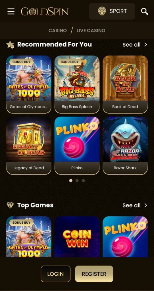 GoldSpin - Mobile Casinos