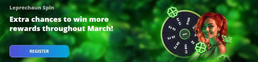</strong> allows players to spin the Lucky Wheel for a chance to earn <strong>cash bonuses and free spins</strong> ! To qualify, players need to deposit a minimum of $400 within a week. There are three qualifying deposit periods throughout March, and players can earn up to three spins on the Lucky Wheel for this St. Patrick's Day: