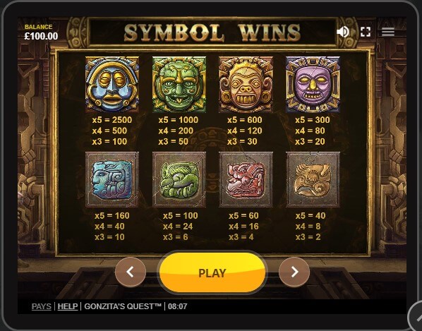 The high-paying symbols consist of a <strong>purple mask, gold mask, green mask, and blue mask.</strong>