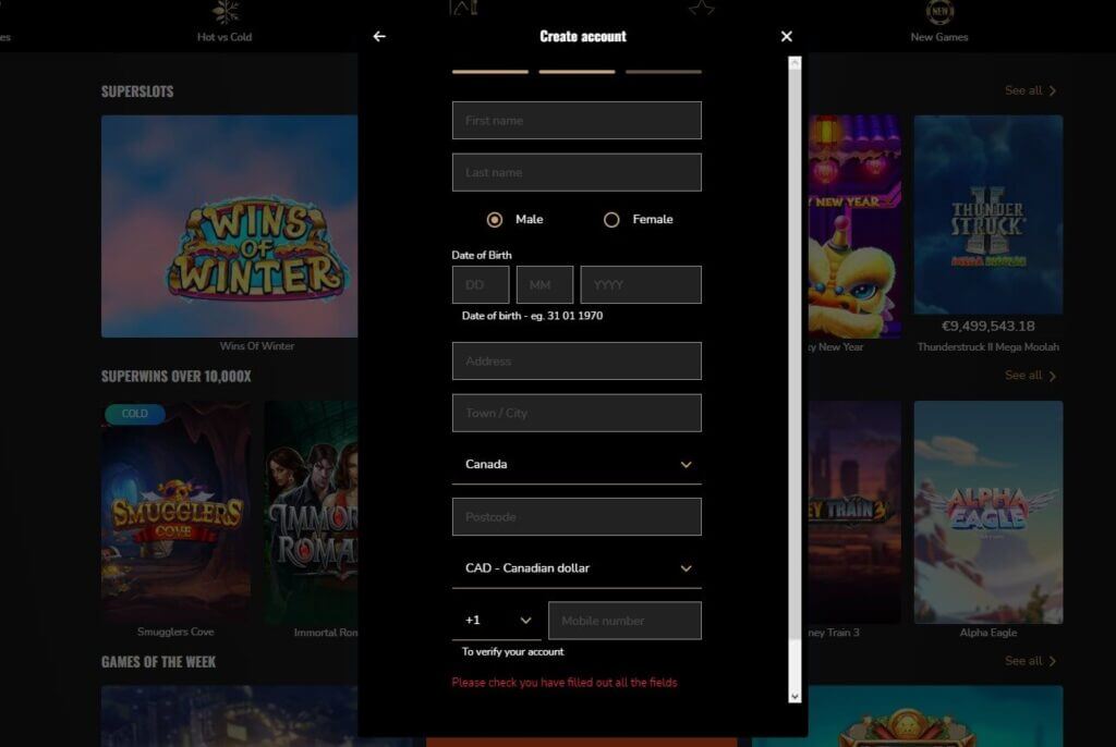 Information and documents needed to create an account with SuperSeven