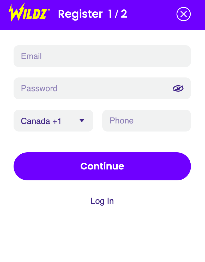 Click on the 'Register' button on the left side of the screen.