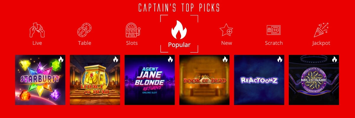 Captain Spins games