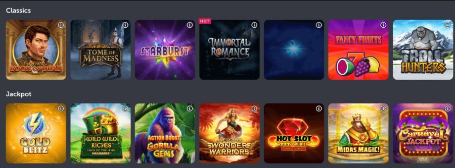 </strong> Players inclined towards these games will need to head to the Live Casino area, which compensates significantly for the shortage of options in this category.