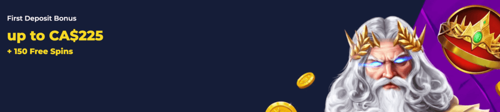 Create an account with Nine Casino and <strong>deposit a minimum of $22.50</strong> to receive a <strong>100% match bonus up to $225</strong> instantly. You'll have one week to satisfy the <strong>35x wagering requirement</strong> . But wait, there's more! Alongside your first deposit bonus, you’ll gain <strong>150 free spins</strong> to try out exciting slot games such as Gates of Olympus, Aztec Magic, Aztec Magic Deluxe, Johnny Cash, Platinum Lightning, and Platinum Lightning Deluxe.