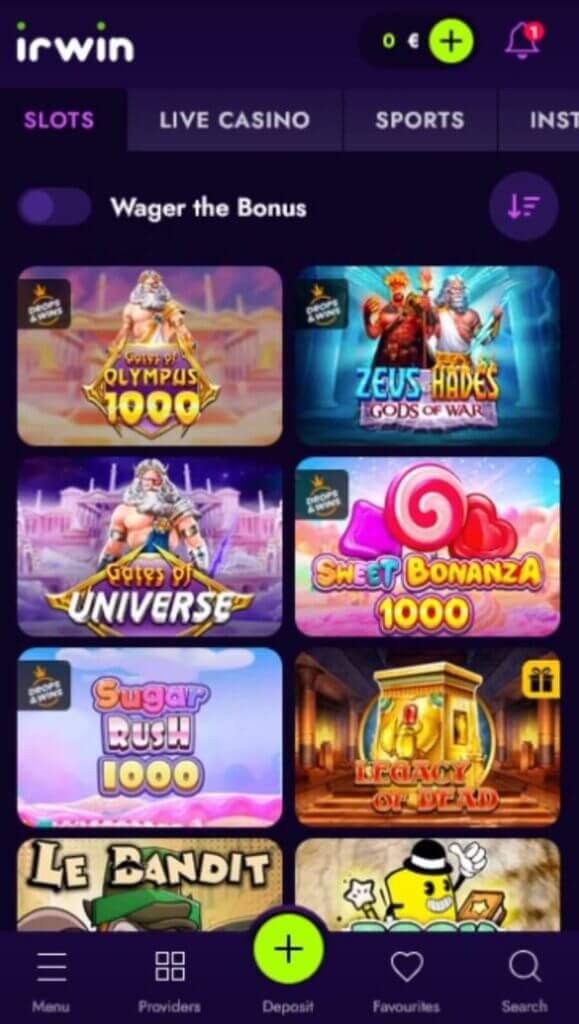 mobile play at irwin casino