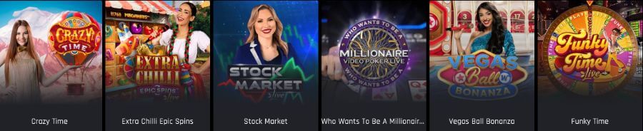 <strong>varieties available include titles like  <strong>Mega Wheel</strong> ,  <strong>Money Drop Live</strong> , and  <strong>Boom City</strong> ! They are available in the live casino section.