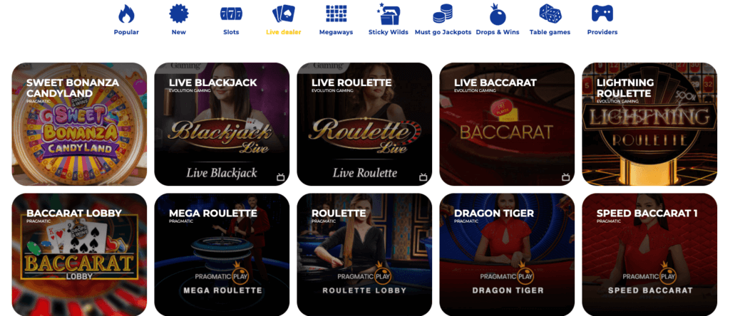 <strong>Slots</strong> : Featuring offerings from Big Time Gaming, Core Gaming, Crazy Tooth Studio, Electric Elephant, Endemol Games, Evolution Gaming, Eyecon, Ezugi, Fantasma Games, Felt Gaming, Foxium, Fuga Gaming, IGT (WagerWorks), Inspired, Microgaming, Nyx Interactive, NetGaming, NetEnt, OneTouch Games, Oryx Gaming, Pocket Games Soft, Play’n GO, Playson, Pragmatic Play, Probability, Push Gaming, Rabcat, Realistic Games, Red Tiger Gaming, ReelPlay, Reflex Gaming, Relax Gaming, Revolver Gaming