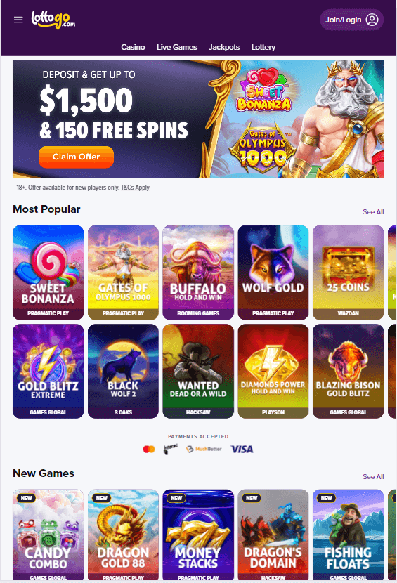 LottoGo Mobile Experience - Canadian Casino