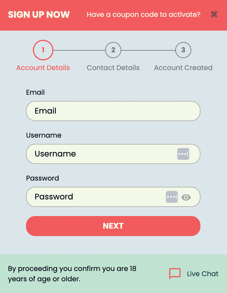 We have no complaints regarding the sign-up experience at OceanBet; it's quick and uncomplicated.
