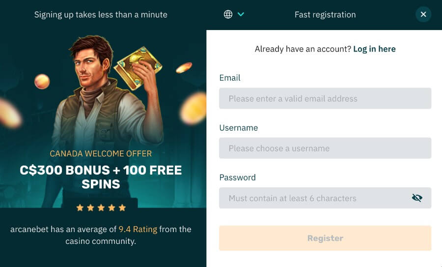 Registering at Arcanebet is a quick process, requiring only a few pieces of personal information. Here’s how to get started: