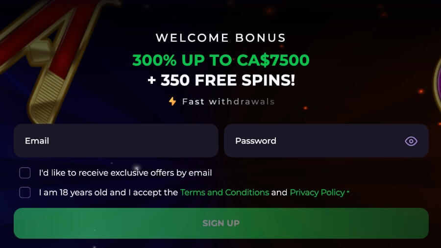 Registering at Kosmonaut Casino - Canada Casino