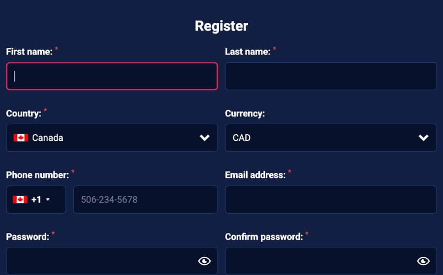 registration process at wild dice casino - canadian casino