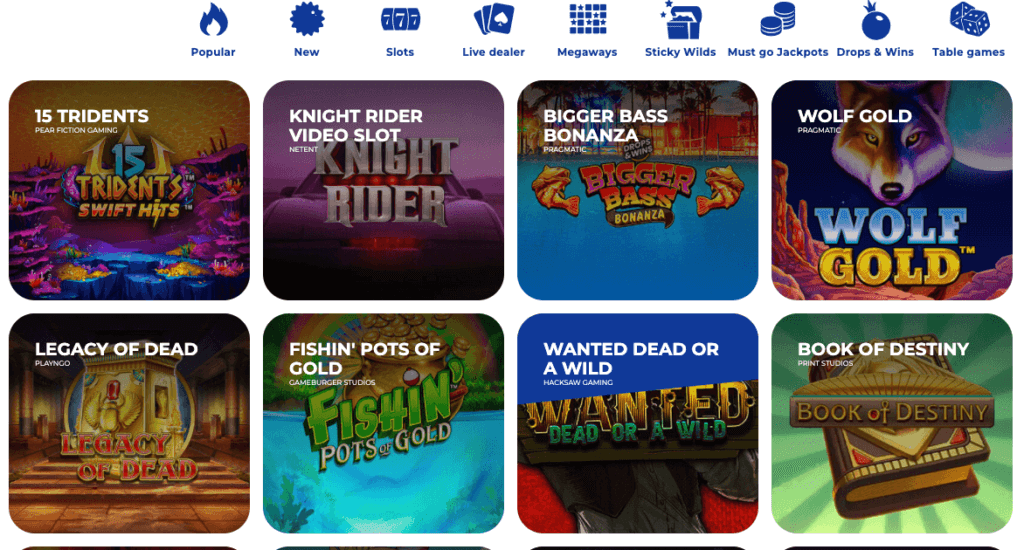 A comprehensive selection of Live Dealer Tables is accessible