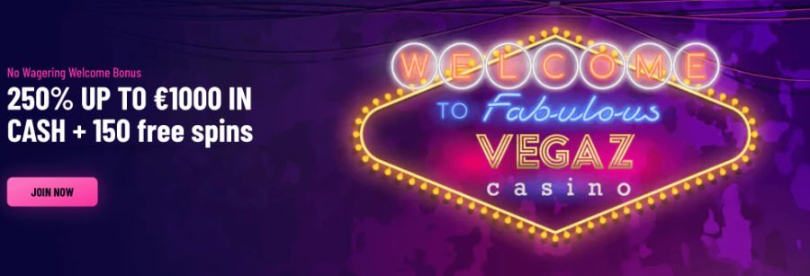 Vegaz Casino shines as one of the top choices for no wager free spins in Canada